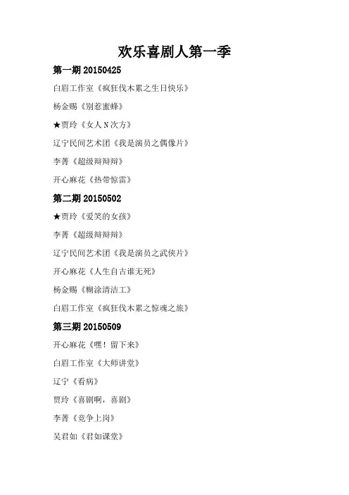 欢乐喜剧人节目单汇总