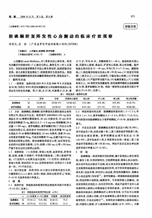胺碘酮转复阵发性心房颤动的临床疗效观察