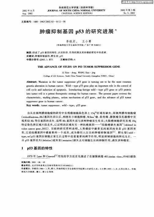 肿瘤抑制基因p53的研究进展