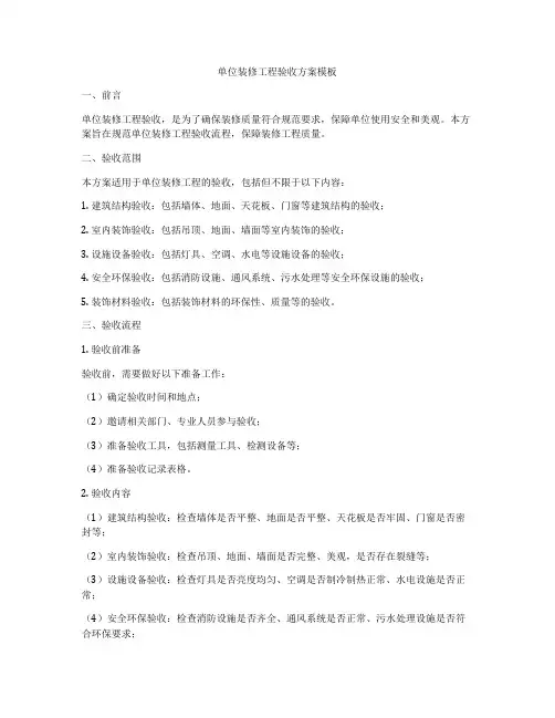 单位装修工程验收方案模板