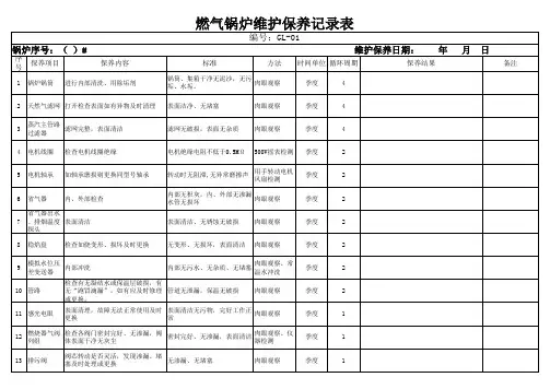 燃气锅炉维保保养记录表