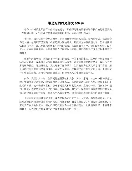 被遗忘的时光作文600字