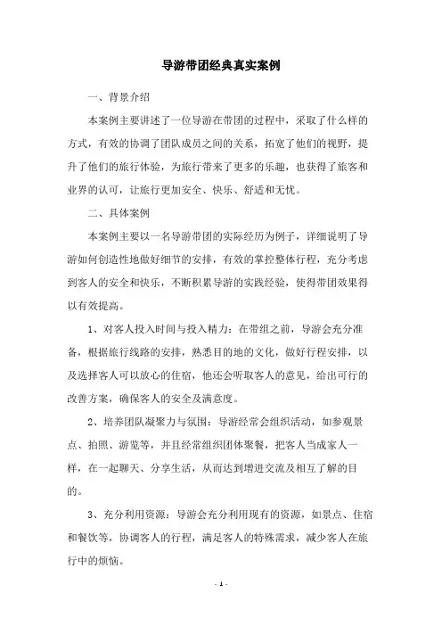 导游带团经典真实案例