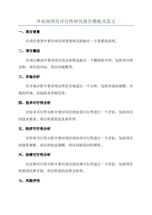 外加剂项目可行性研究报告模板及范文