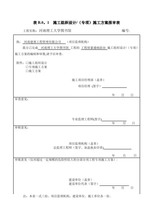 报审表(常用A、B、C类表格)
