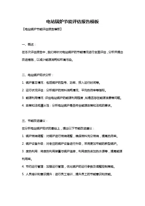 电站锅炉节能评估报告模板