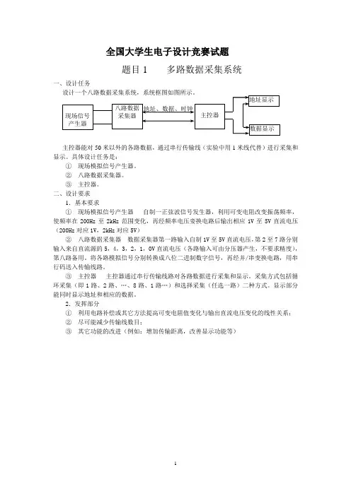 全国大学生电子设计竞赛试题