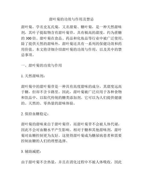 甜叶菊的功效与作用及禁忌