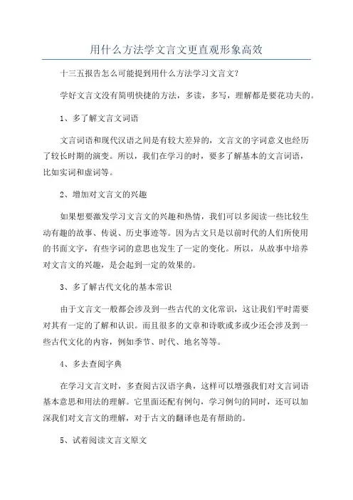 用什么方法学文言文更直观形象高效
