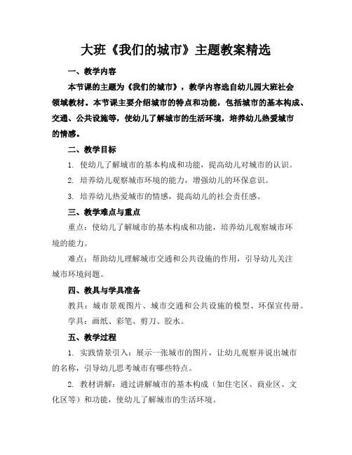 大班《我们的城市》主题教案精选