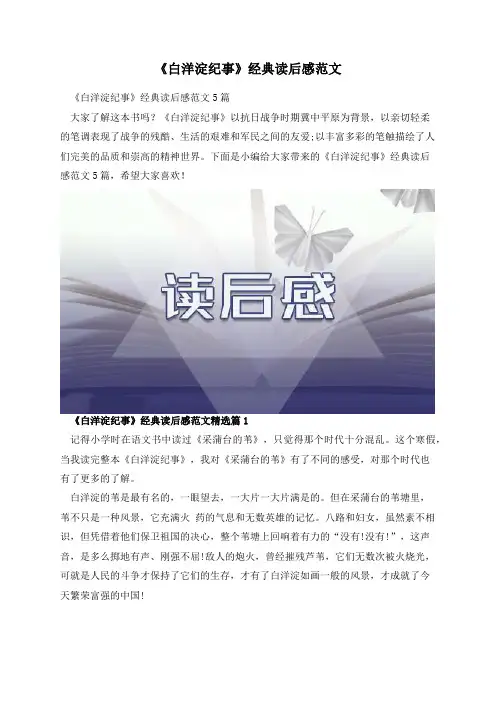《白洋淀纪事》经典读后感范文