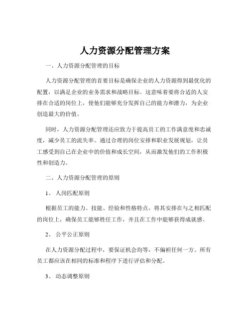 人力资源分配管理方案