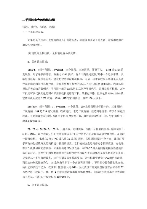 二手短波电台的选购知识