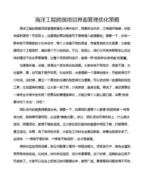 海洋工程跨国项目界面管理优化策略