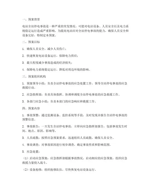 电站全站停电应急预案