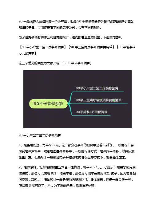 2019最新90平米装修预算表