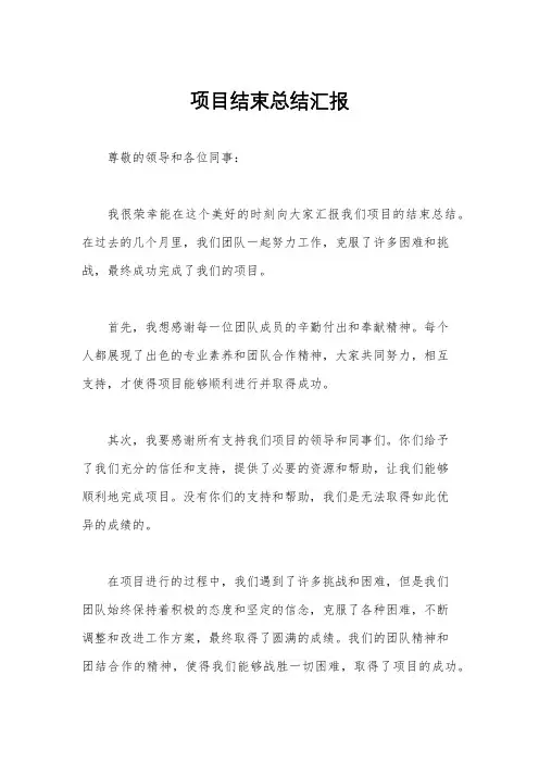 项目结束总结汇报