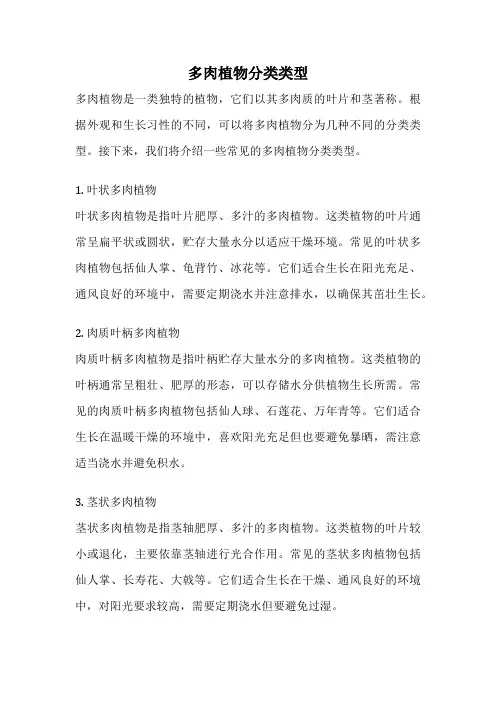 多肉植物分类类型