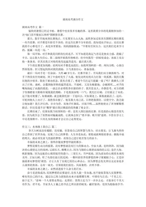 湖南高考满分作文