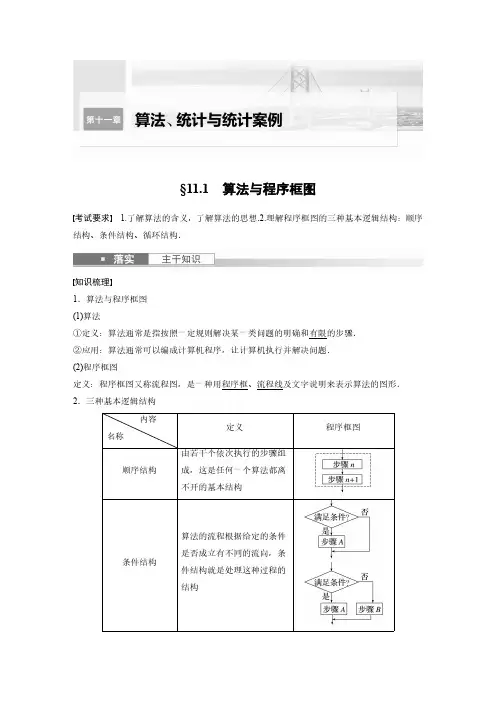 2023年高考数学一轮复习(全国版理)-第11章-11.1-算法与程序框图