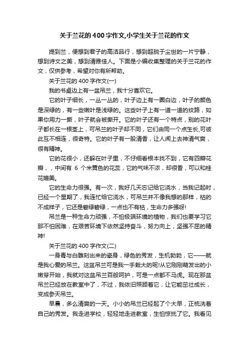 关于兰花的400字作文,小学生关于兰花的作文