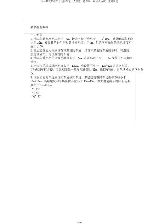 园林景观常规尺寸消防车道、人行道、停车场、踏步及坡度、空间尺度