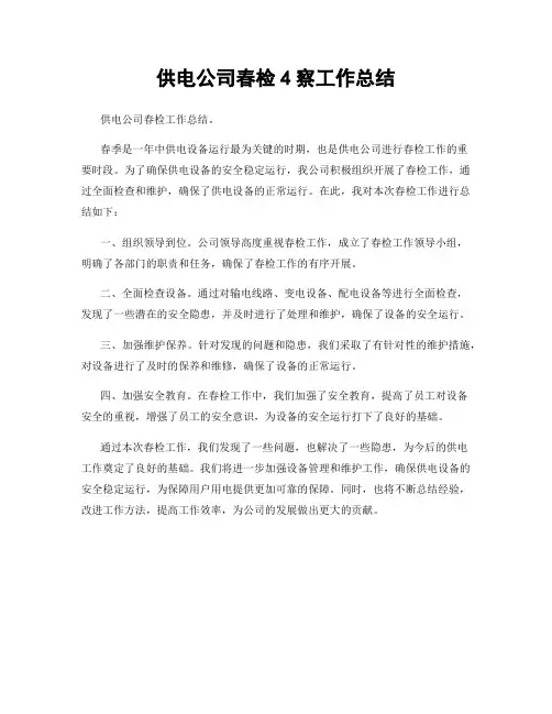 供电公司春检4察工作总结