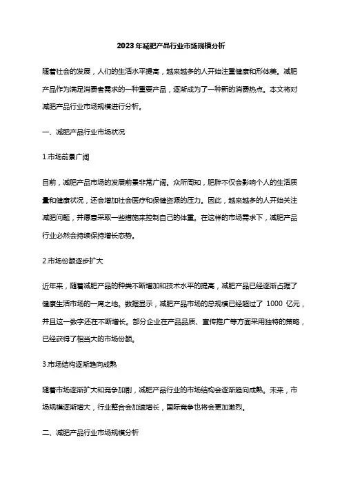 2023年减肥产品行业市场规模分析