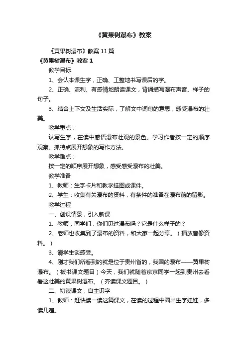 《黄果树瀑布》教案11篇