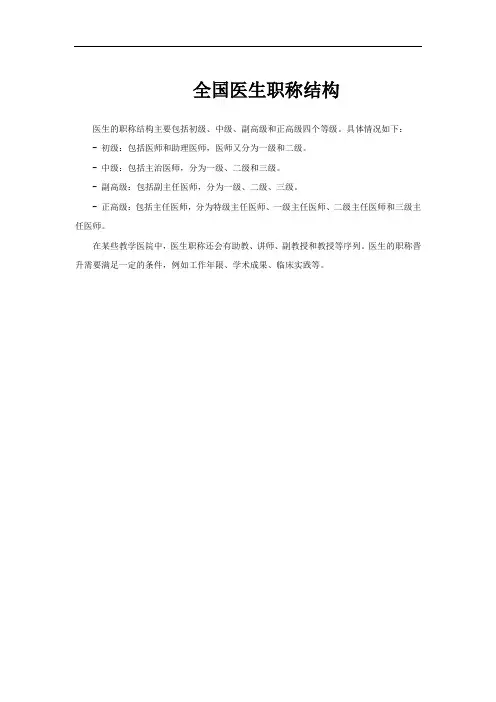 全国医生职称结构