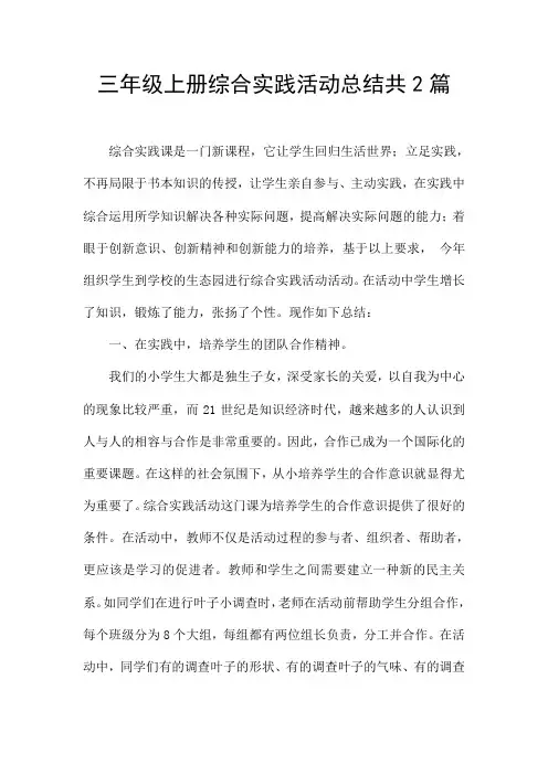 三年级上册综合实践活动总结共2篇