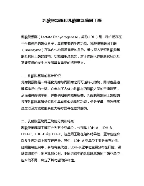 乳酸脱氢酶和乳酸脱氢酶同工酶