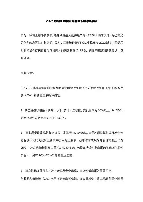 2023嗜铬细胞瘤及副神经节瘤诊断要点