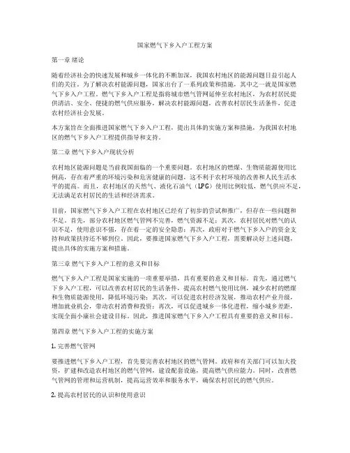国家燃气下乡入户工程方案