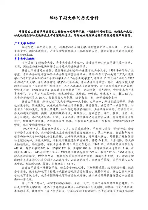 潍坊早期大学的历史资料