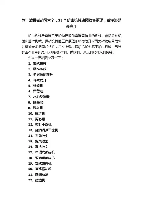 新一波机械动图大全，33个矿山机械动图收集整理，看懂的都是高手