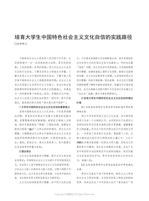 培育大学生中国特色社会主义文化自信的实践路径