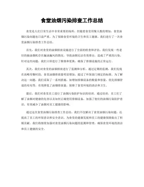 食堂油烟污染排查工作总结