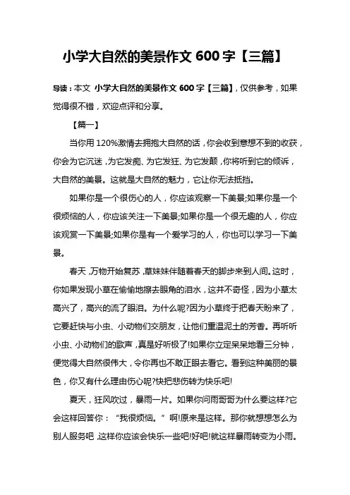 小学大自然的美景作文600字【三篇】