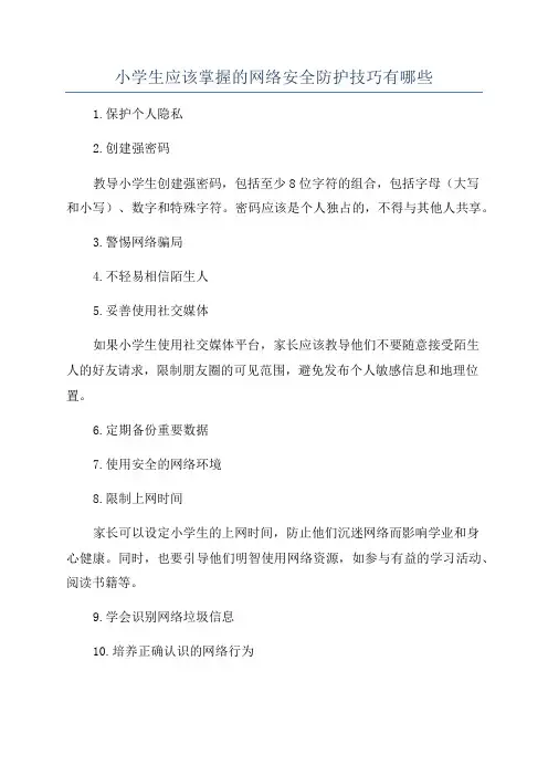 小学生应该掌握的网络安全防护技巧有哪些