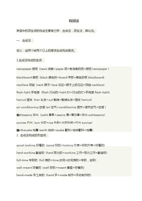 初中英语词汇复习总结之构词法