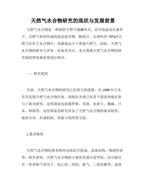 天然气水合物研究的现状与发展前景