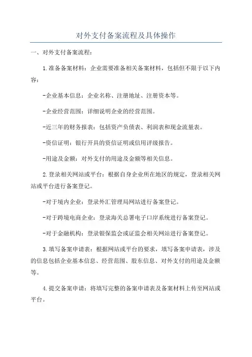 对外支付备案流程及具体操作