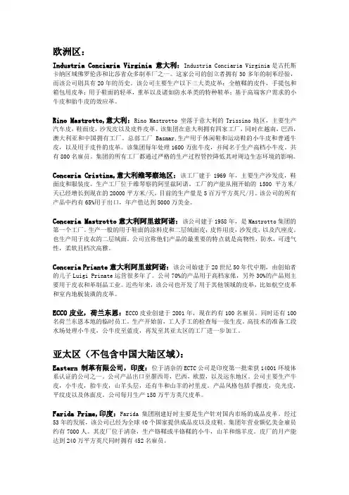 全球年度大制革厂简介