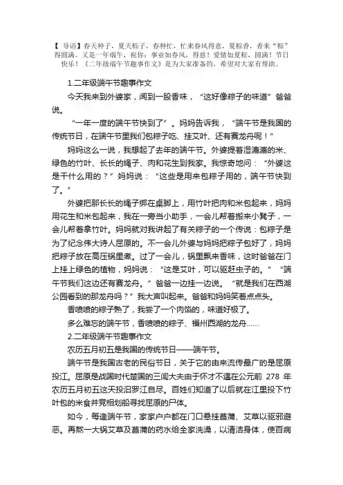 二年级端午节趣事作文（精选5篇）