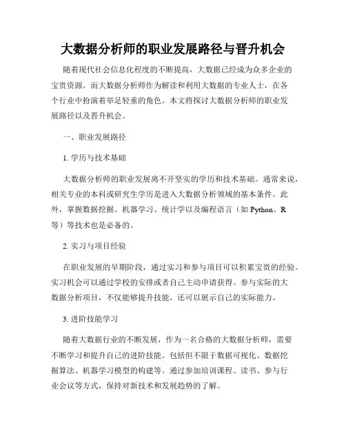大数据分析师的职业发展路径与晋升机会