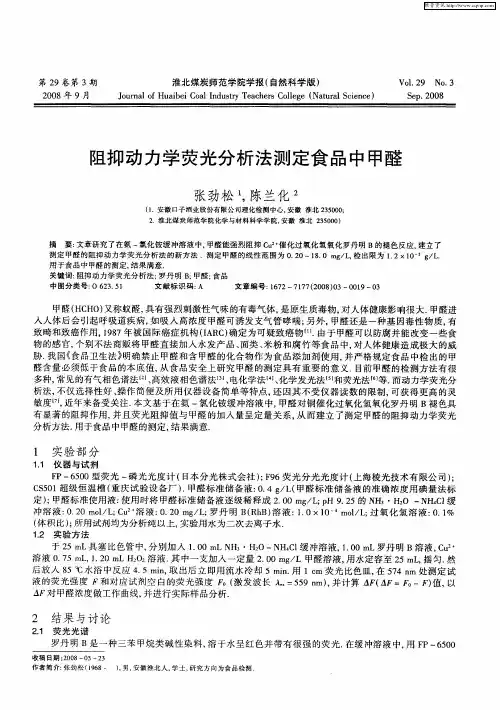 阻抑动力学荧光分析法测定食品中甲醛