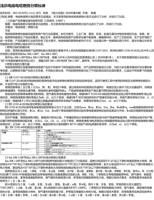 浅谈电线电缆燃烧分级标准
