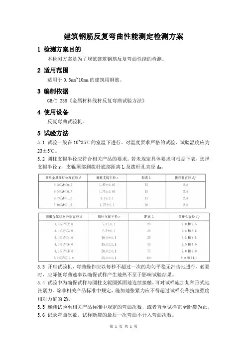 建筑钢筋反复弯曲性能测定检测方案