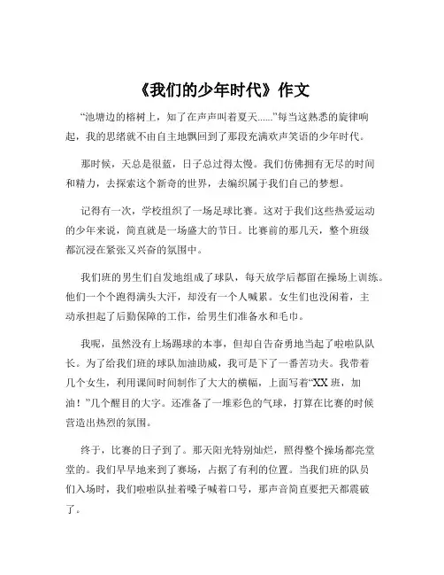 《我们的少年时代》作文